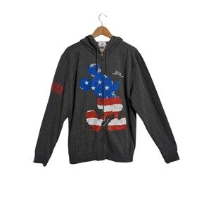 Disney Parks Epcot World Showcase Mickey Mouse American Flag Zip Hoodie Med